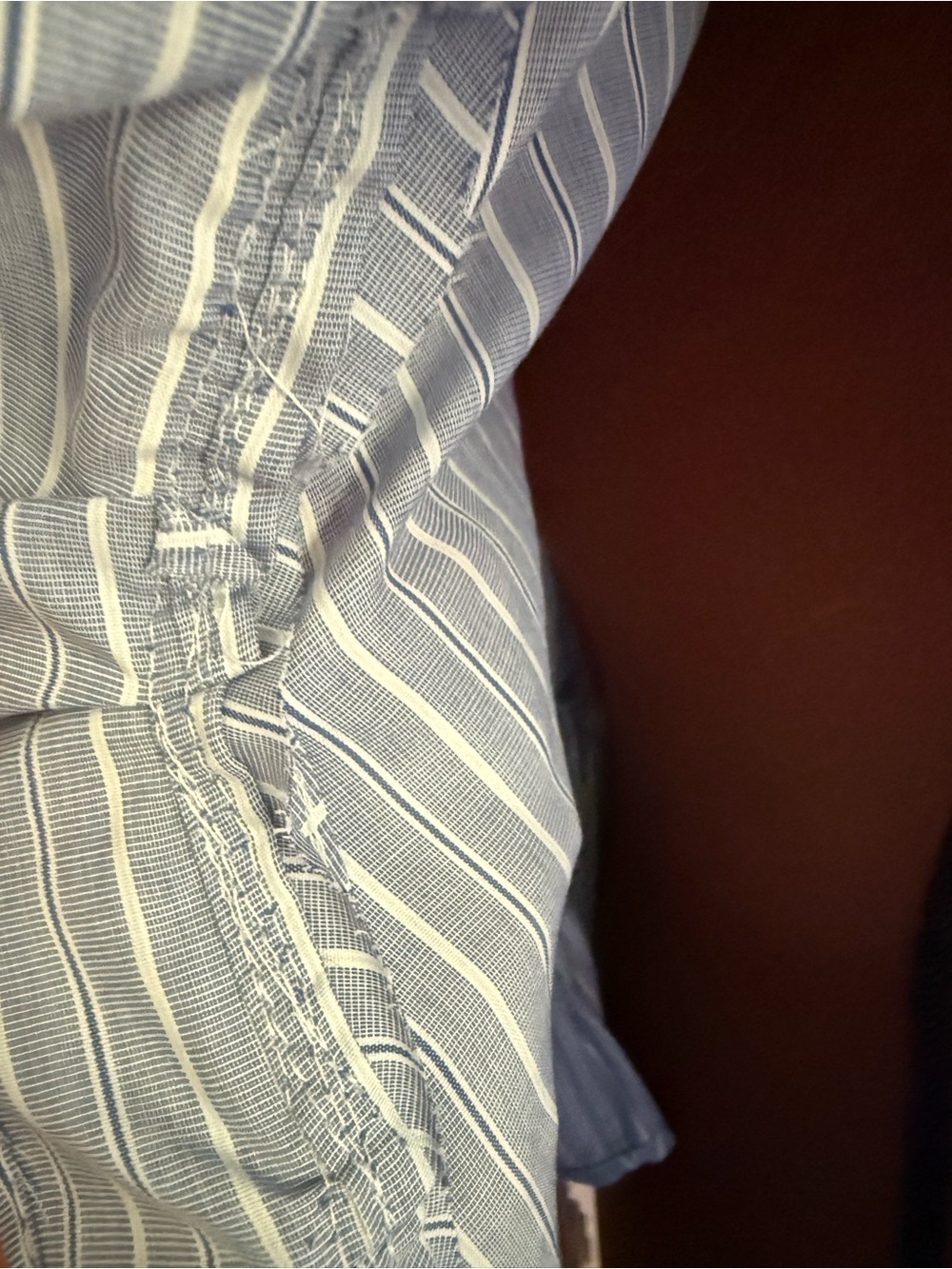 Reworked upcycled Ralph Lauren large Striped Ruffle button down shirt - Picture 7 of 13